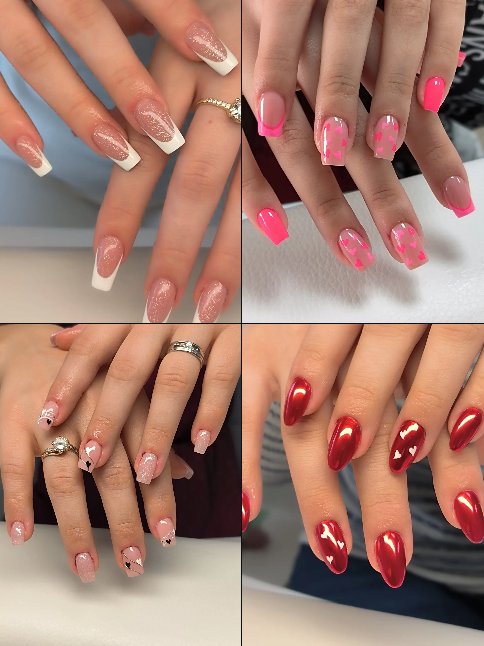 Nail art - rozi i crveni dizajni