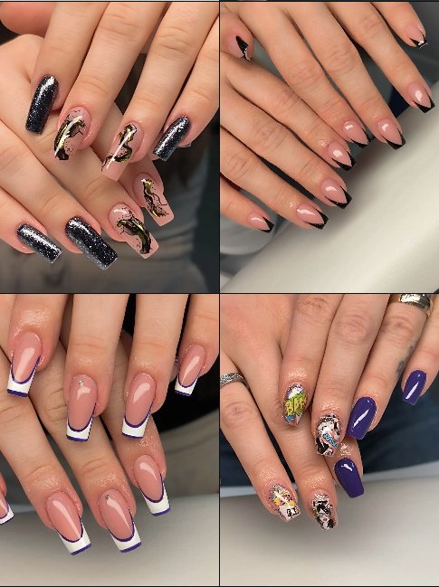 Nail art - crni i ljubicasti dizajni